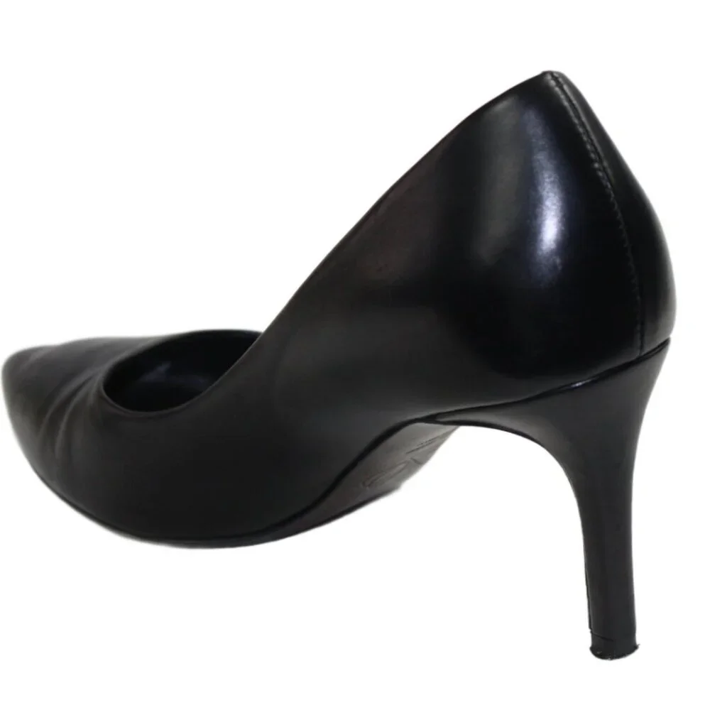 Joan Oloff Deborah Black Luxury Leather Mid-Stiletto Heel, Size 36 (US 6)